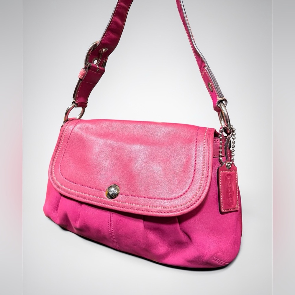 Coach Pink Soho Pleated Shoulder Bag F13729 Silver HW Hangtag EUC Y2K